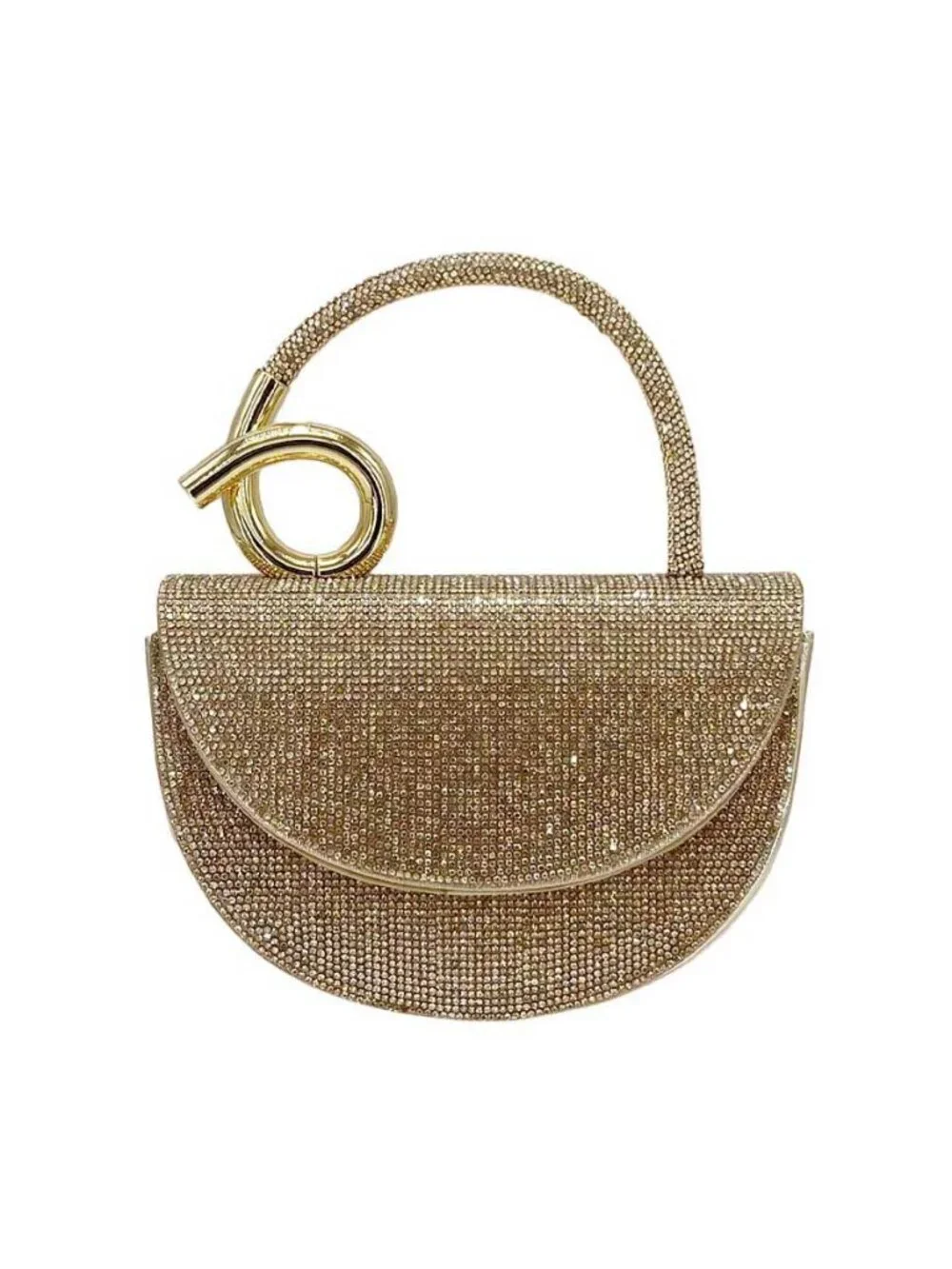 Tigerstars Bling Gold Studded Top Handle Evening Crossbody Bag